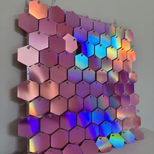 Panel cekinowy 30 x 30 rożówy plaster miodu błyszczący