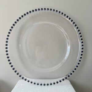 Podtalerz plastikowy transparentny 33 cm z czarnymi kulkami